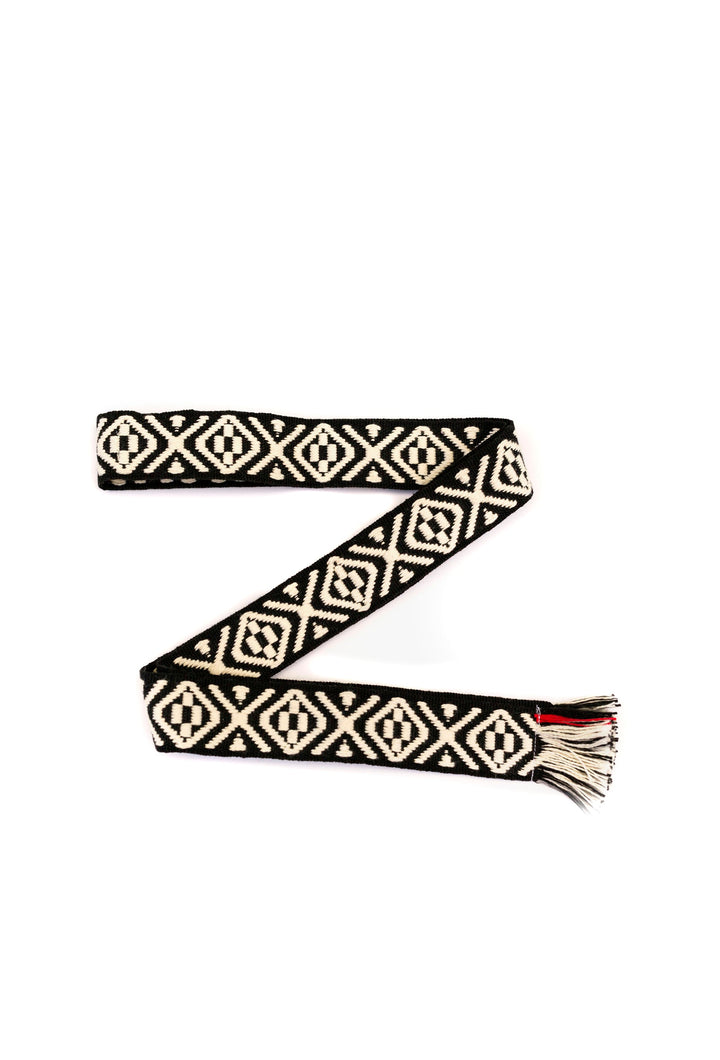 Bands of LA Weave Belt - Black & Ivory