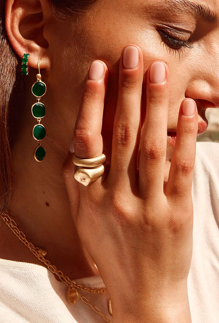 Fairley Agate Hoops - Gold