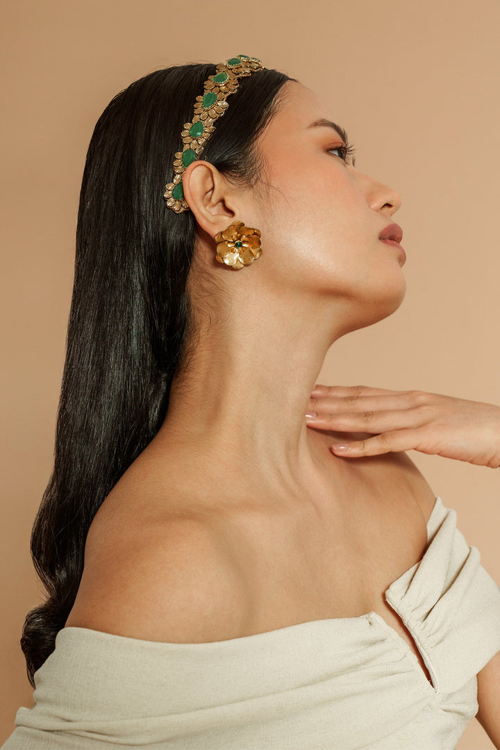 Deepa Gurnani Jemena Earrings - Emerald