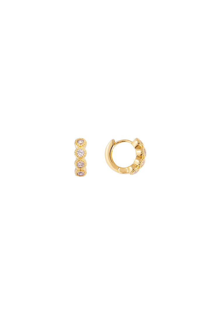 Fairley Vintage Crystal Huggies - Gold