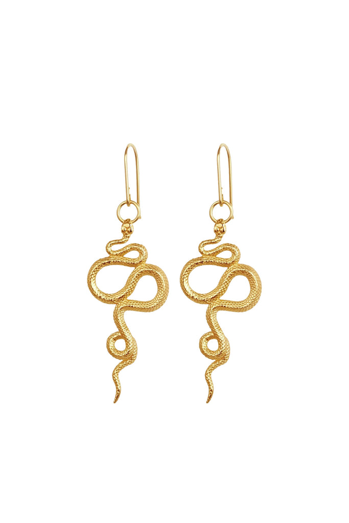 Temple Of The Sun Snake Earrings - Gold
