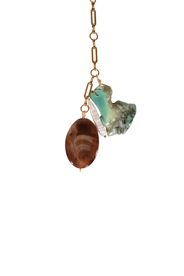 Alouette Design Pearl and Stone Drop Necklace