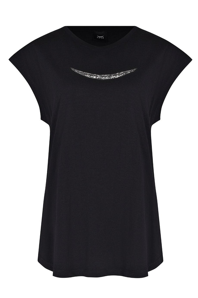 Husk Beaded Tee - Blk Silver