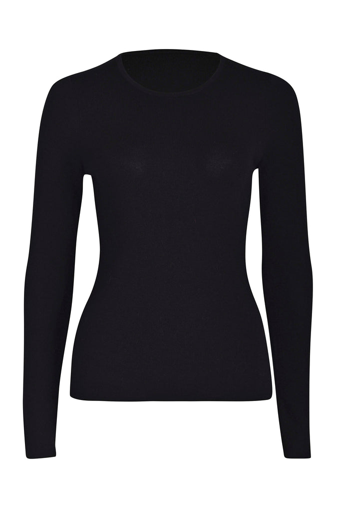 Husk MERINO CREW - Black