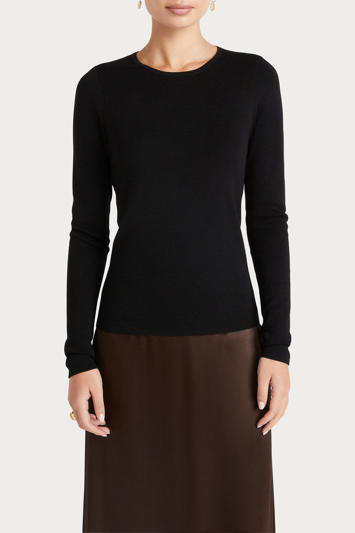 Husk MERINO CREW - Black