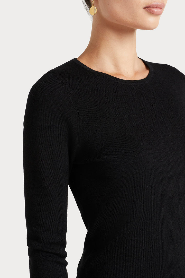 Husk MERINO CREW - Black