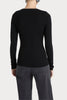 Husk MERINO CREW - Black Strp