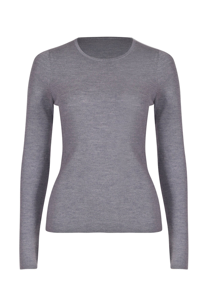 Husk MERINO CREW - Grey Marle