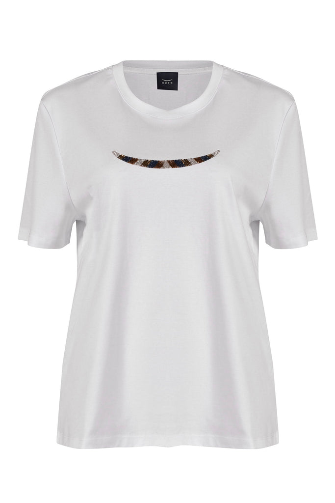 Husk BEADED TSHIRT - White