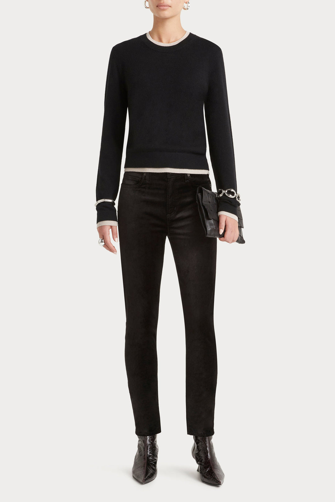 Husk Cash Trim Knit - Black Bone