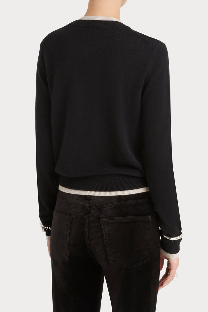 Husk Cash Trim Knit - Black Bone