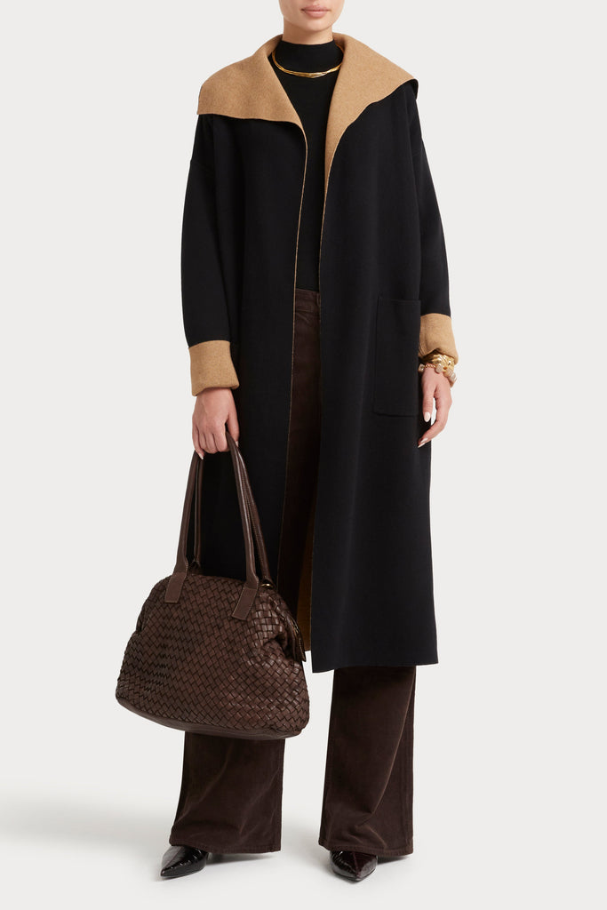 Husk Split Coatigan - Black Brown