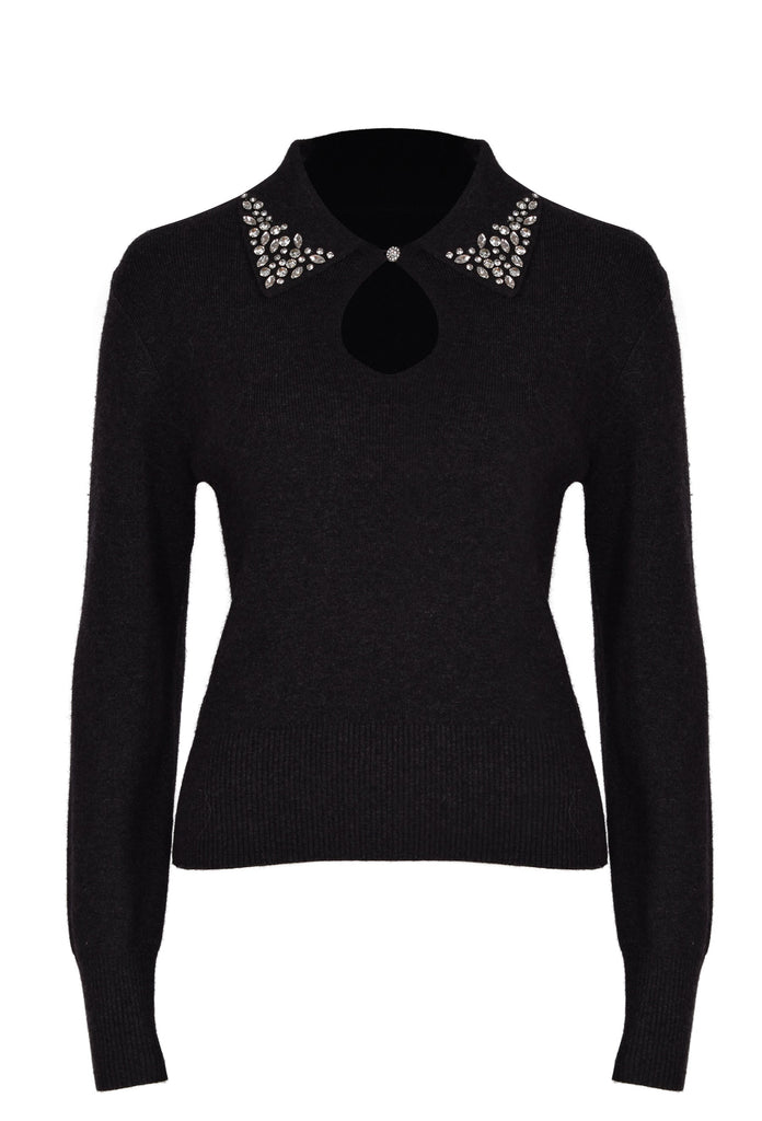 Husk Jewel Collar Knit - Charcoal
