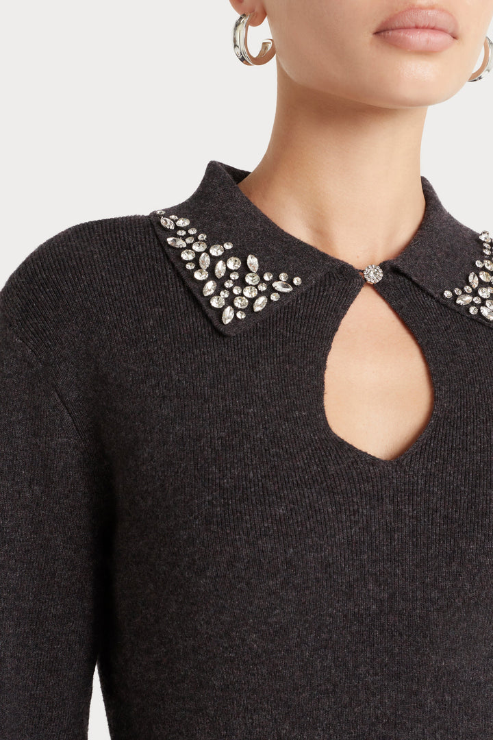 Husk Jewel Collar Knit - Charcoal