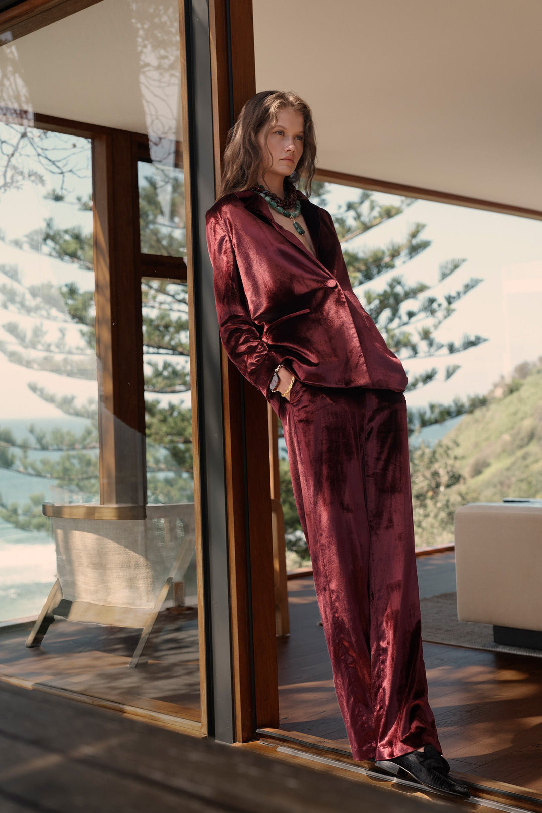 Husk Opium Blazer - Wine