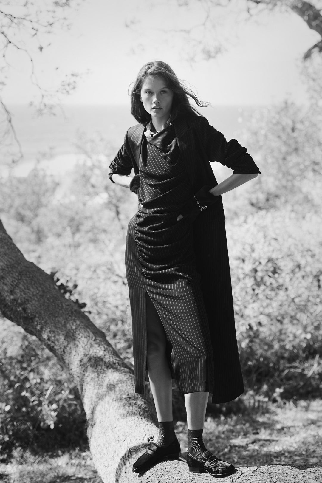 Husk Noir Coat - Pinstripe