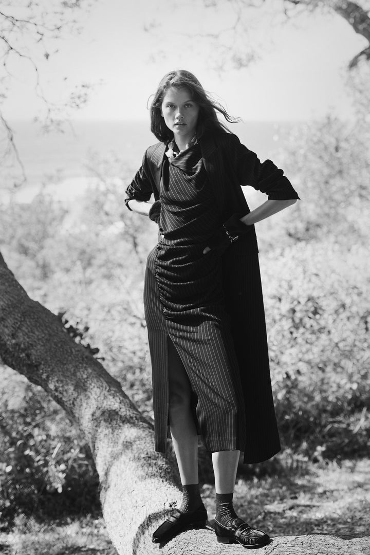 Husk Noir Coat - Pinstripe