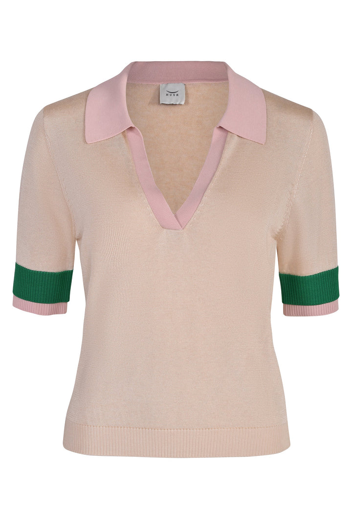 Husk Knit Cuff Polo - Marshmallow