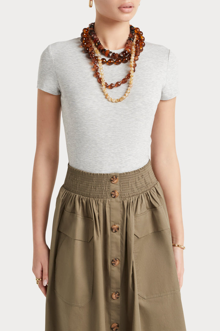 Husk Rib Tee - Grey Marle