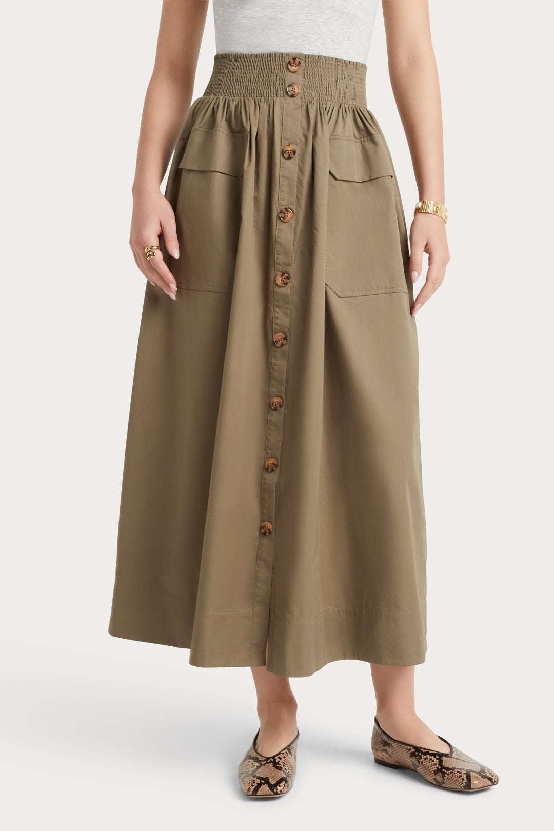 Husk Elodie Skirt - Khaki