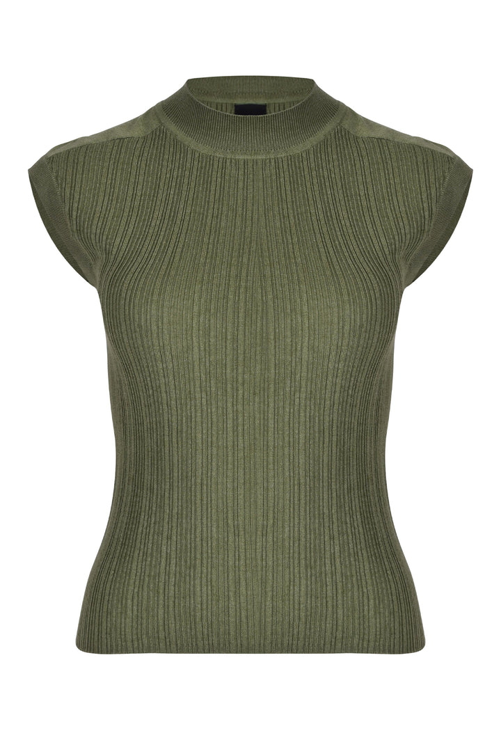 Husk Stripe Rib Knit - Khaki