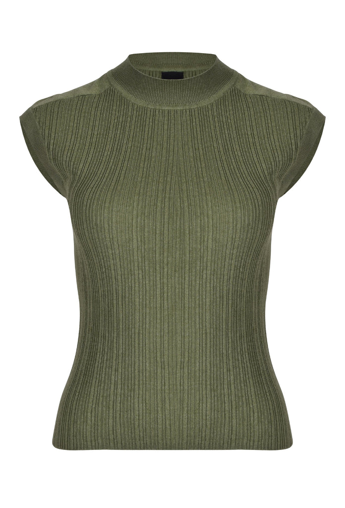 Husk Stripe Rib Knit - Khaki