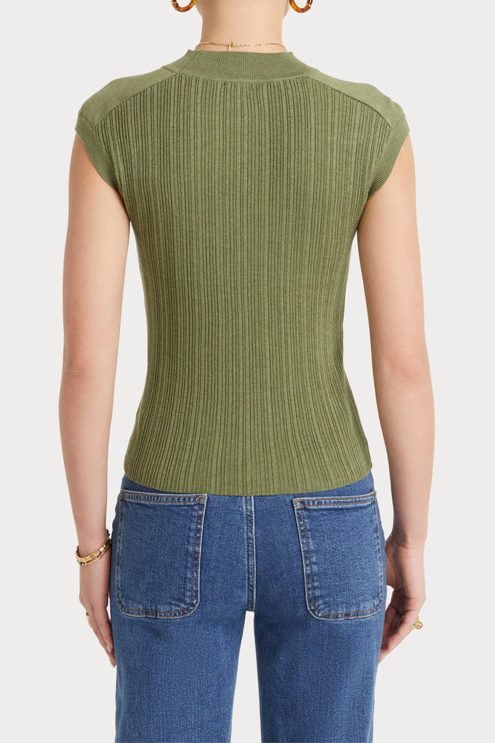 Husk Stripe Rib Knit - Khaki