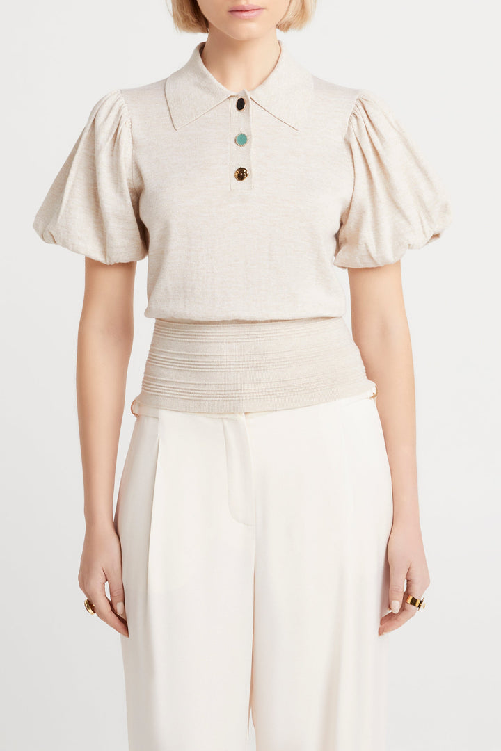 Husk Puff Sleeve Polo Knit